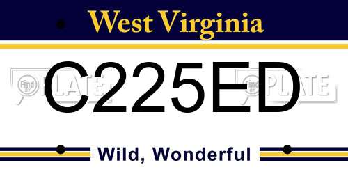 C225ED West Virginia License Plate