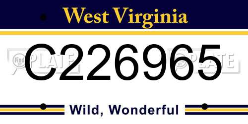 C226965 West Virginia License Plate