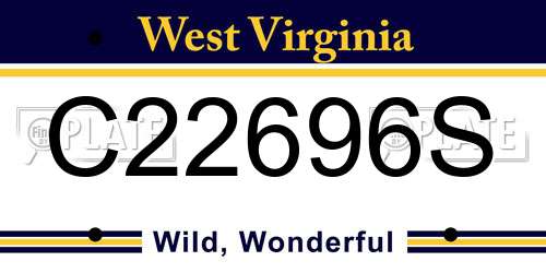 C22696S West Virginia License Plate