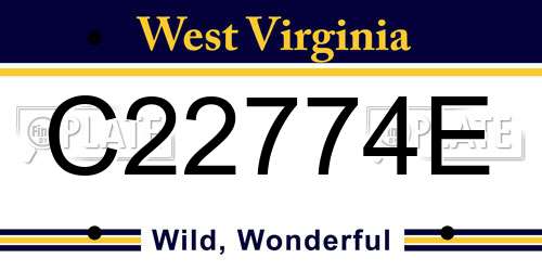 C22774E West Virginia License Plate