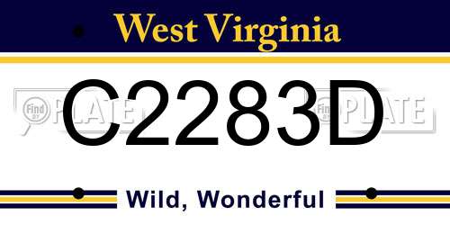 C2283D West Virginia License Plate
