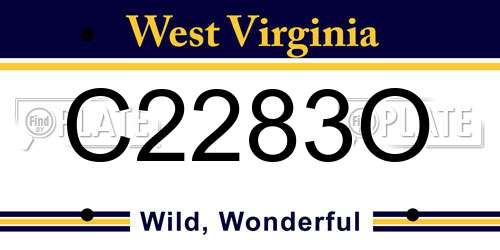 C2283O West Virginia License Plate