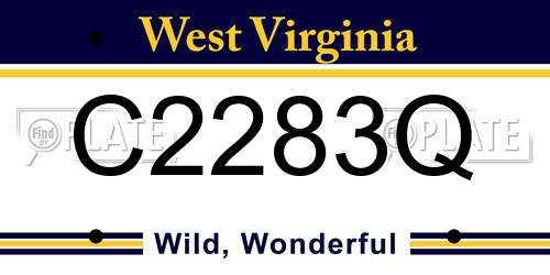 C2283Q West Virginia License Plate