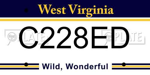 C228ED West Virginia License Plate