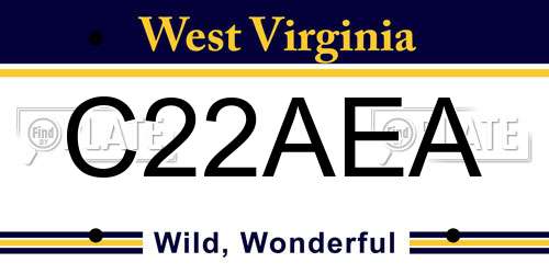 C22AEA West Virginia License Plate
