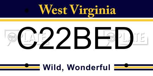 C22BED West Virginia License Plate