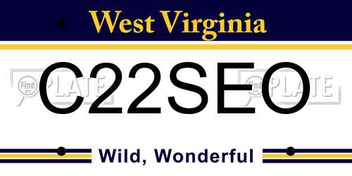 C22SEO West Virginia License Plate