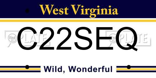 C22SEQ West Virginia License Plate