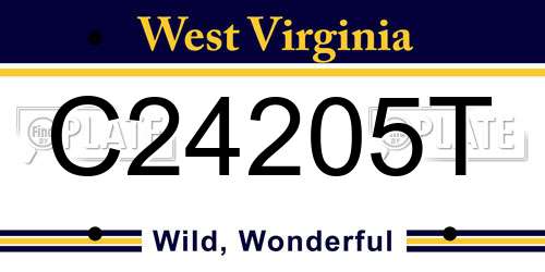 C24205T West Virginia License Plate