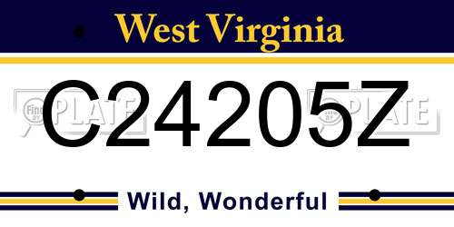 C24205Z West Virginia License Plate
