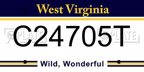 C24705T West Virginia License Plate