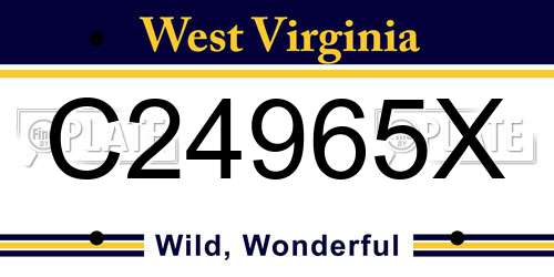 C24965X West Virginia License Plate