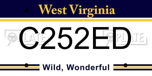 C252ED West Virginia License Plate
