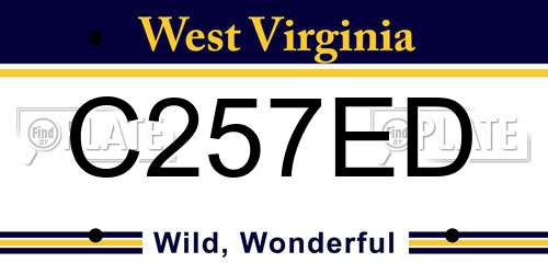 C257ED West Virginia License Plate