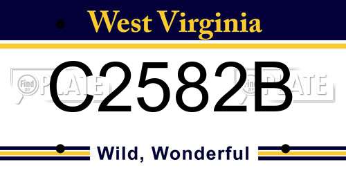 C2582B West Virginia License Plate
