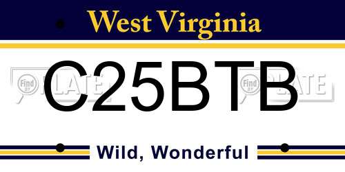 C25BTB West Virginia License Plate