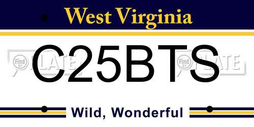 C25BTS West Virginia License Plate