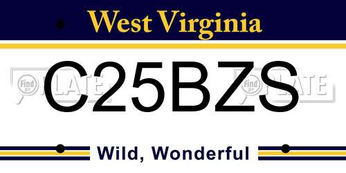 C25BZS West Virginia License Plate
