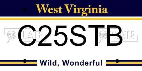 C25STB West Virginia License Plate