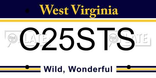 C25STS West Virginia License Plate