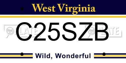 C25SZB West Virginia License Plate