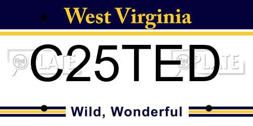 C25TED West Virginia License Plate