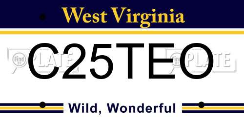 C25TEO West Virginia License Plate