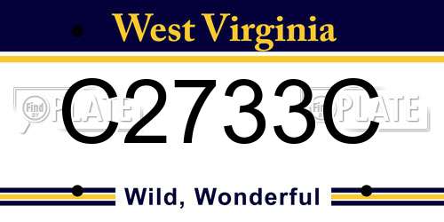 C2733C West Virginia License Plate