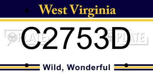 C2753D West Virginia License Plate