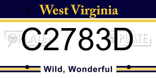 C2783D West Virginia License Plate