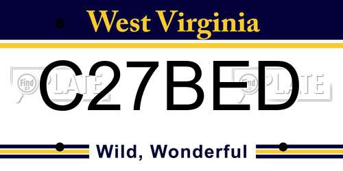 C27BED West Virginia License Plate