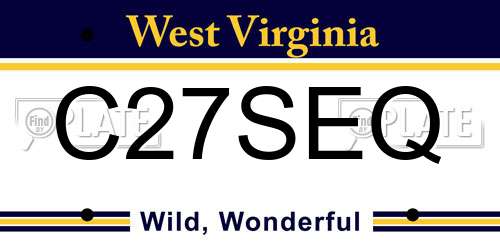 C27SEQ West Virginia License Plate