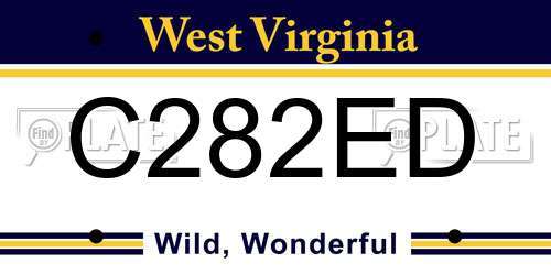 C282ED West Virginia License Plate