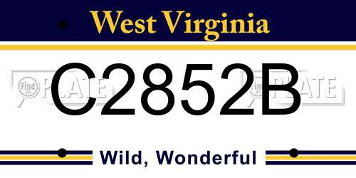 C2852B West Virginia License Plate