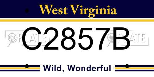C2857B West Virginia License Plate