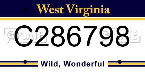 C286798 West Virginia License Plate
