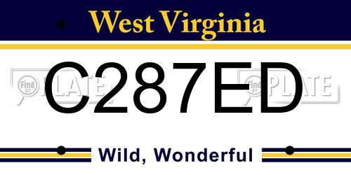 C287ED West Virginia License Plate