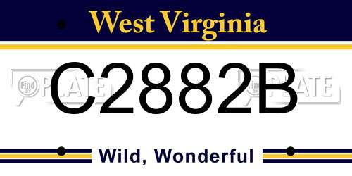 C2882B West Virginia License Plate