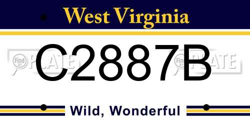 C2887B West Virginia License Plate