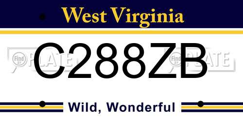 C288ZB West Virginia License Plate
