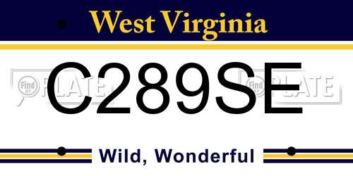 C289SE West Virginia License Plate