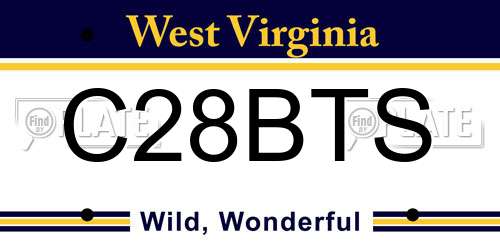 C28BTS West Virginia License Plate