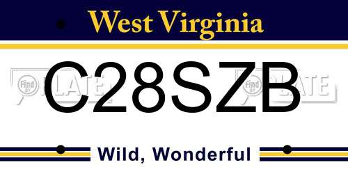 C28SZB West Virginia License Plate