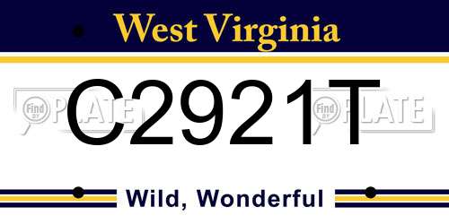 C2921T West Virginia License Plate