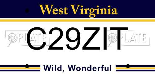 C29ZIT West Virginia License Plate