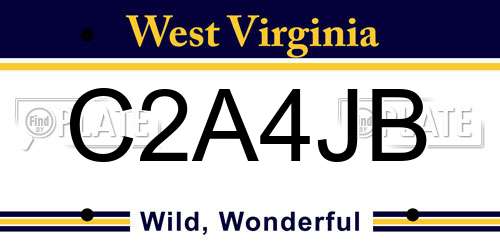 C2A4JB West Virginia License Plate