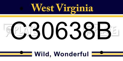 C30638B West Virginia License Plate