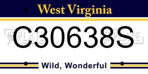 C30638S West Virginia License Plate