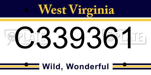 C339361 West Virginia License Plate