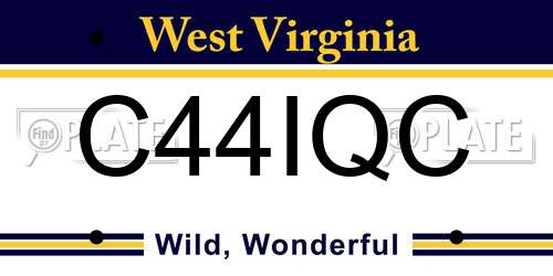 C44IQC West Virginia License Plate